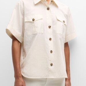 FRAME Patch Pocket Utility Shirt in Cream Size M to L